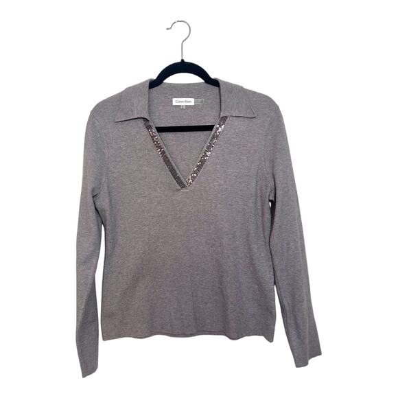 Calvin Klein Sweaters - Women’s Medium Calvin Klein Grey Professional V-Neck Dressy Career Sweater